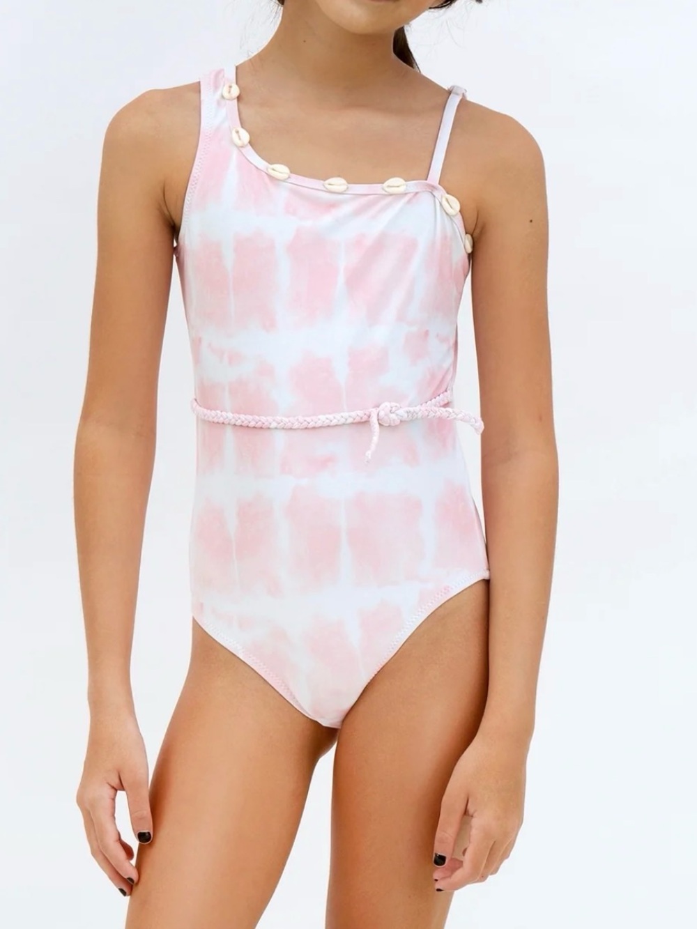 Shade Critters Girl’s Pink Tie-Dye Cowrie Shell Swimsuit One-Piece Size 12 14